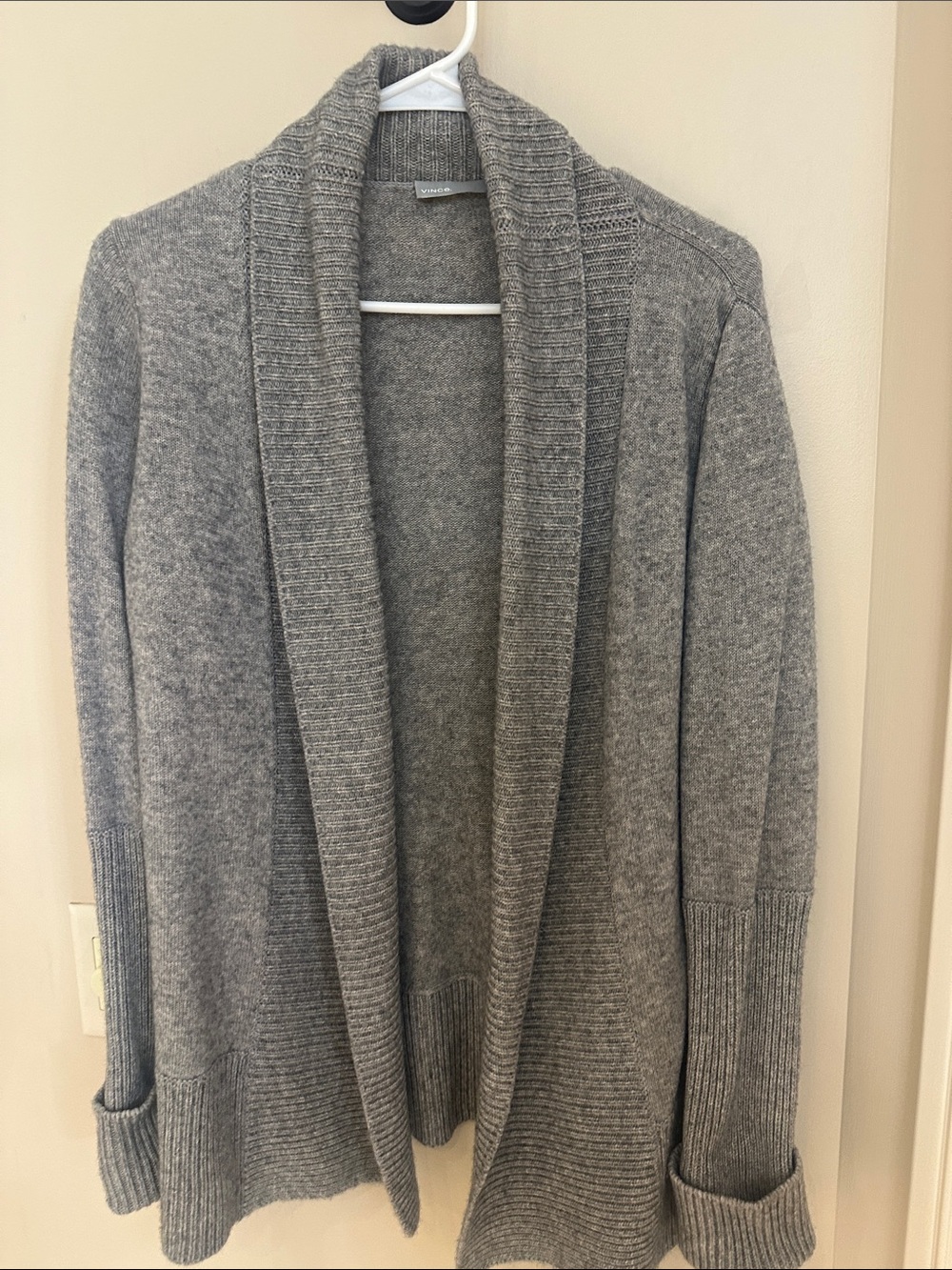 Vince Heathered Gray Ribbed Collar Cardigan